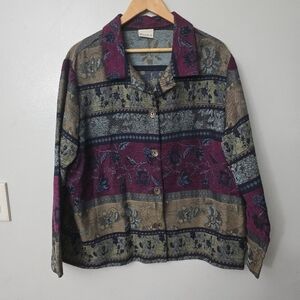 Vintage Koret Jacket Button Up Multicolor Tapestry Mixed Prints Festival Sz L/XL